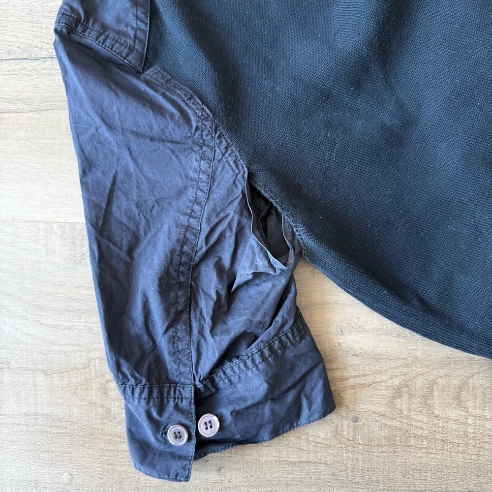 Marni Navy Blue Mixed Media Cotton Poplin Knit Short Sleeve Top - size 2 (IT 38) - Picture 4 of 7
